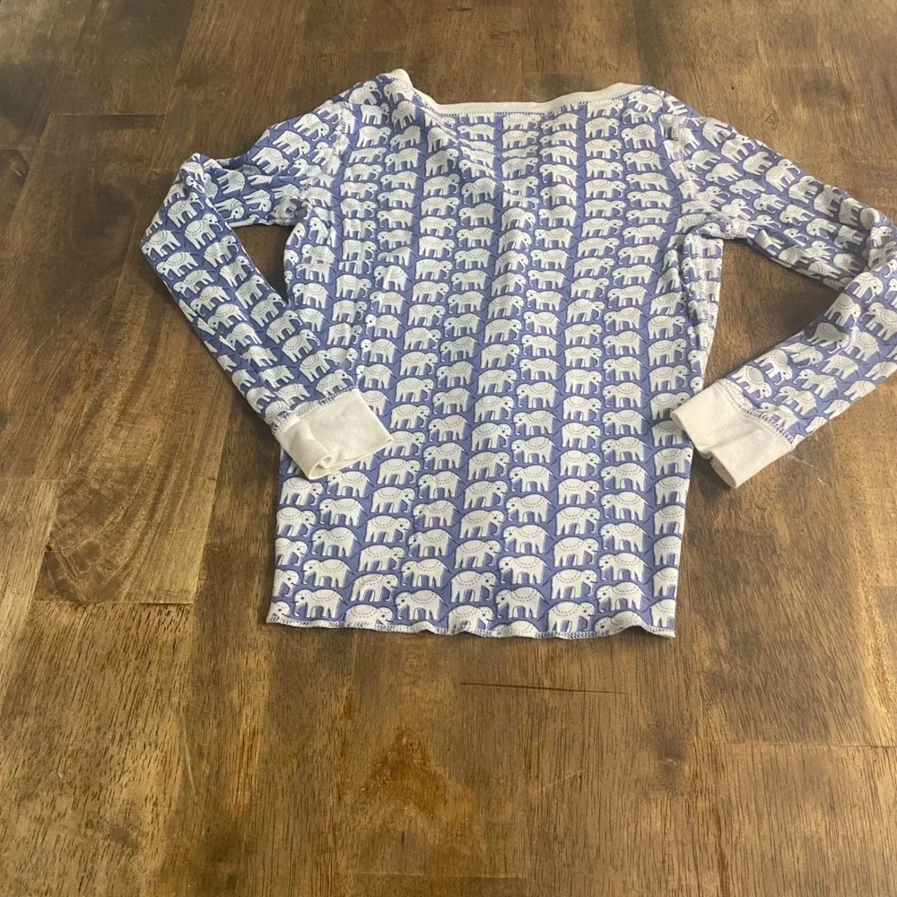 Roberta Roller Rabbit‎ Pajama Top Kids Blue Elephant Print Henley SIZE 8